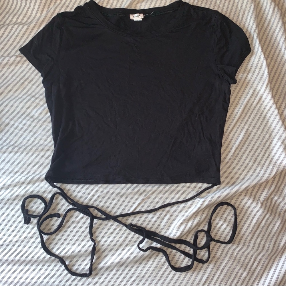 garage black wrap around crop top